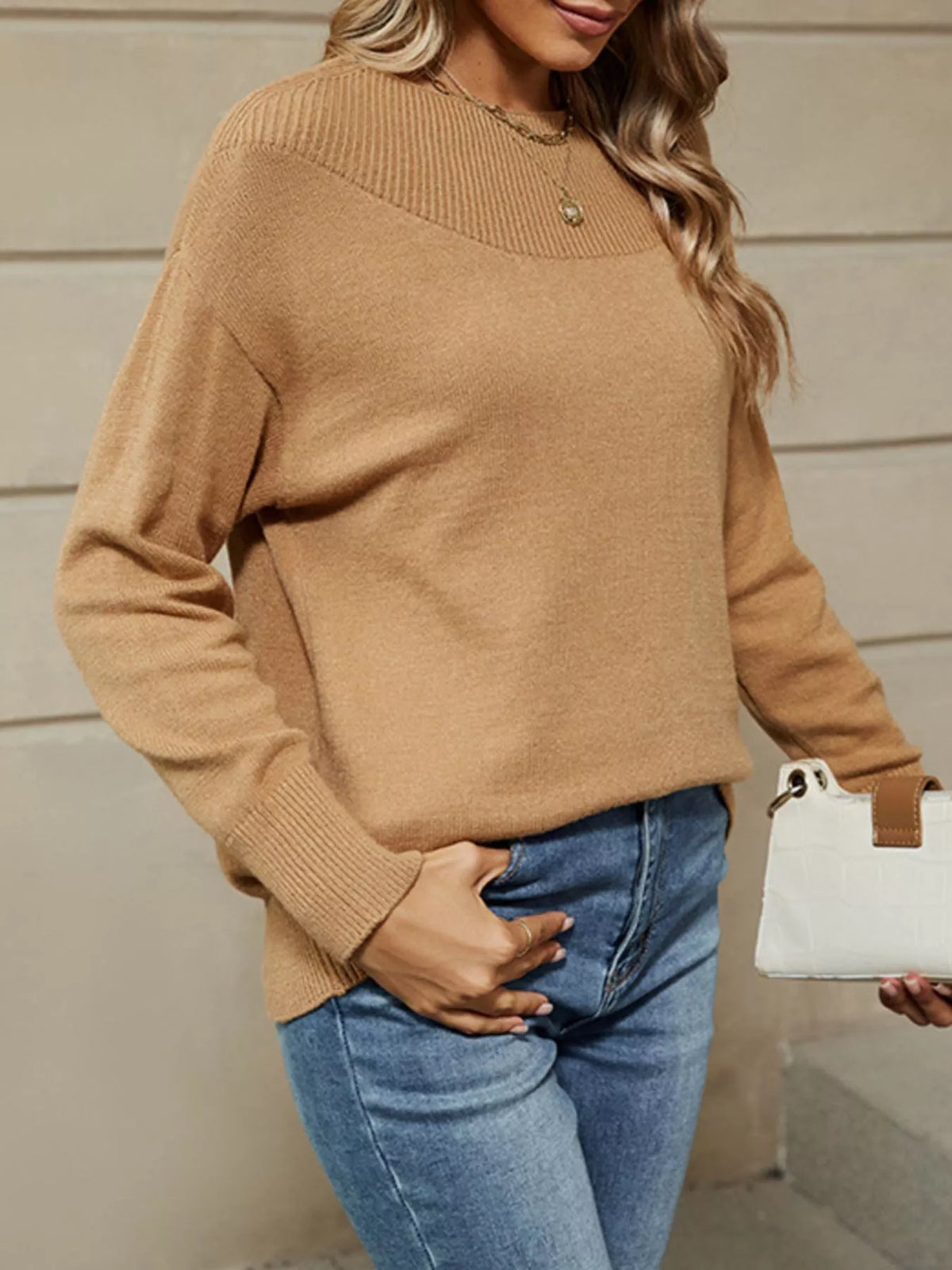 Ribbed Knit Dropped Shoulder Sweater (8)
