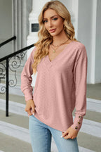 V-neck Lantern Sleeve T-shirt (22)