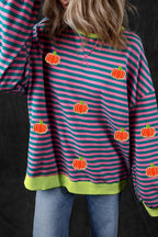 Pumpkin Striped Long Sleeve Sweatshirt (5)