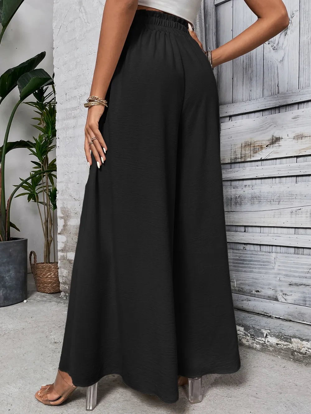 Tied High Waist Wide Leg Pants (4)