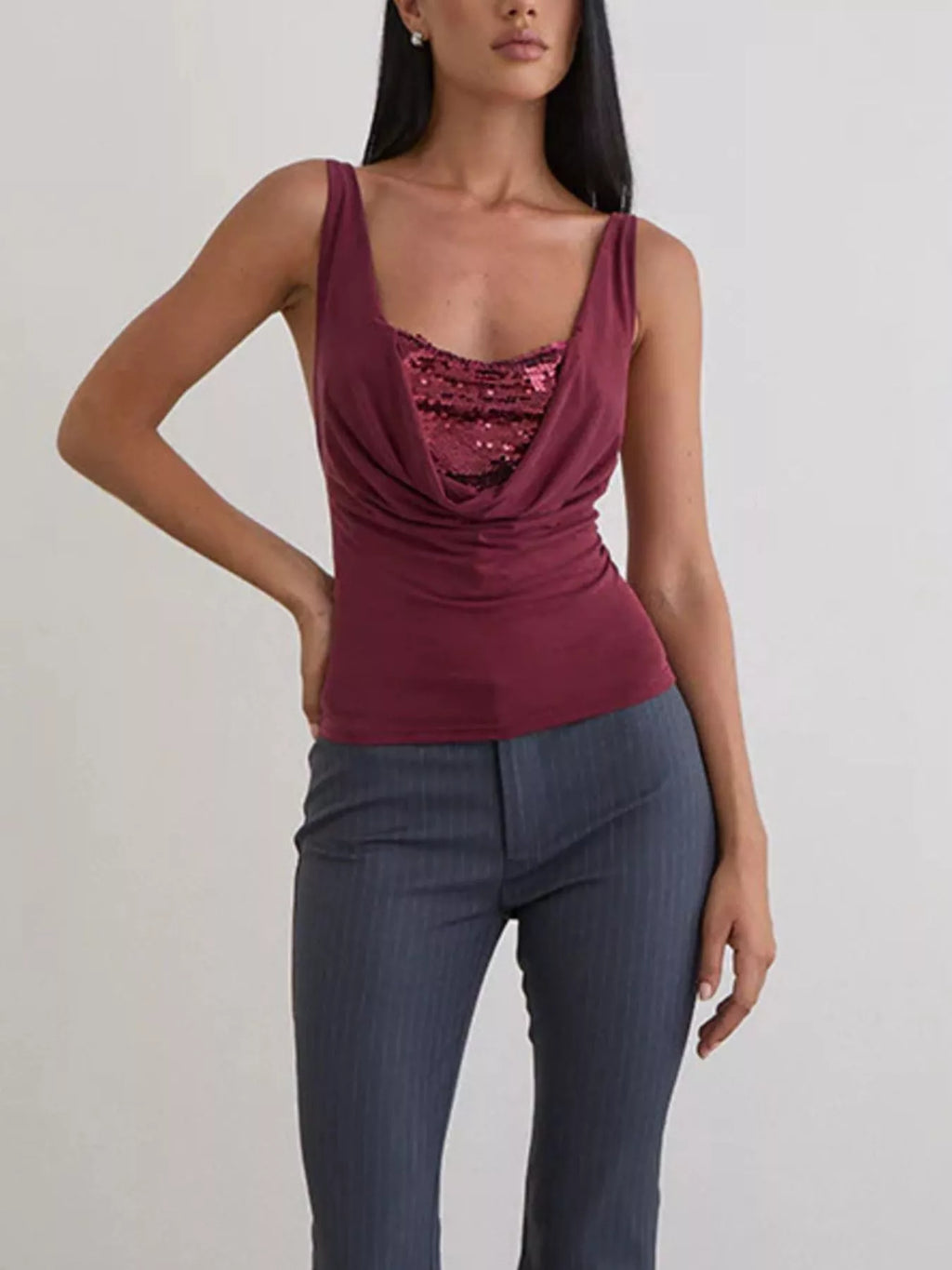Sequin Detail Ruched Tank (8)