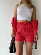 Button Up Shirt Shorts Set (29)