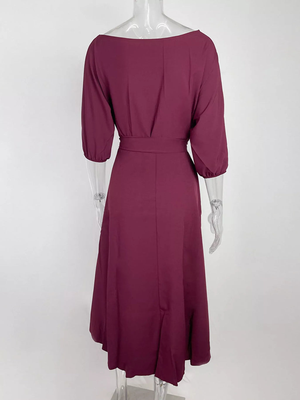 Boat Neck Tie Waist Dress (9)