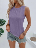 Eyelet Round Neck Tank (5)