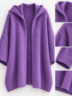Full Size Hooded Open-front Knit Cardigan Plus (15)