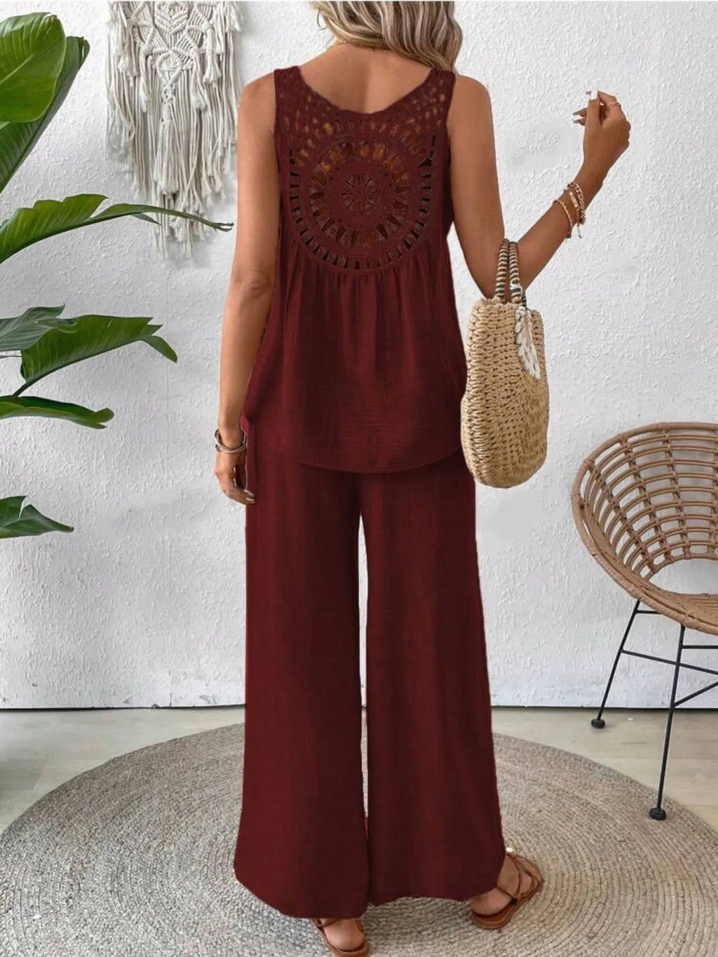 Round Neck Tank Wide Leg Pants Set (16)