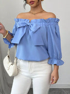 Bow Flounce Sleeve Blouse (24)