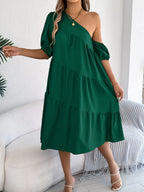 Single Shoulder Tiered Dress