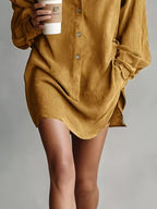 Contrast Collar Mini Shirt Dress (7)