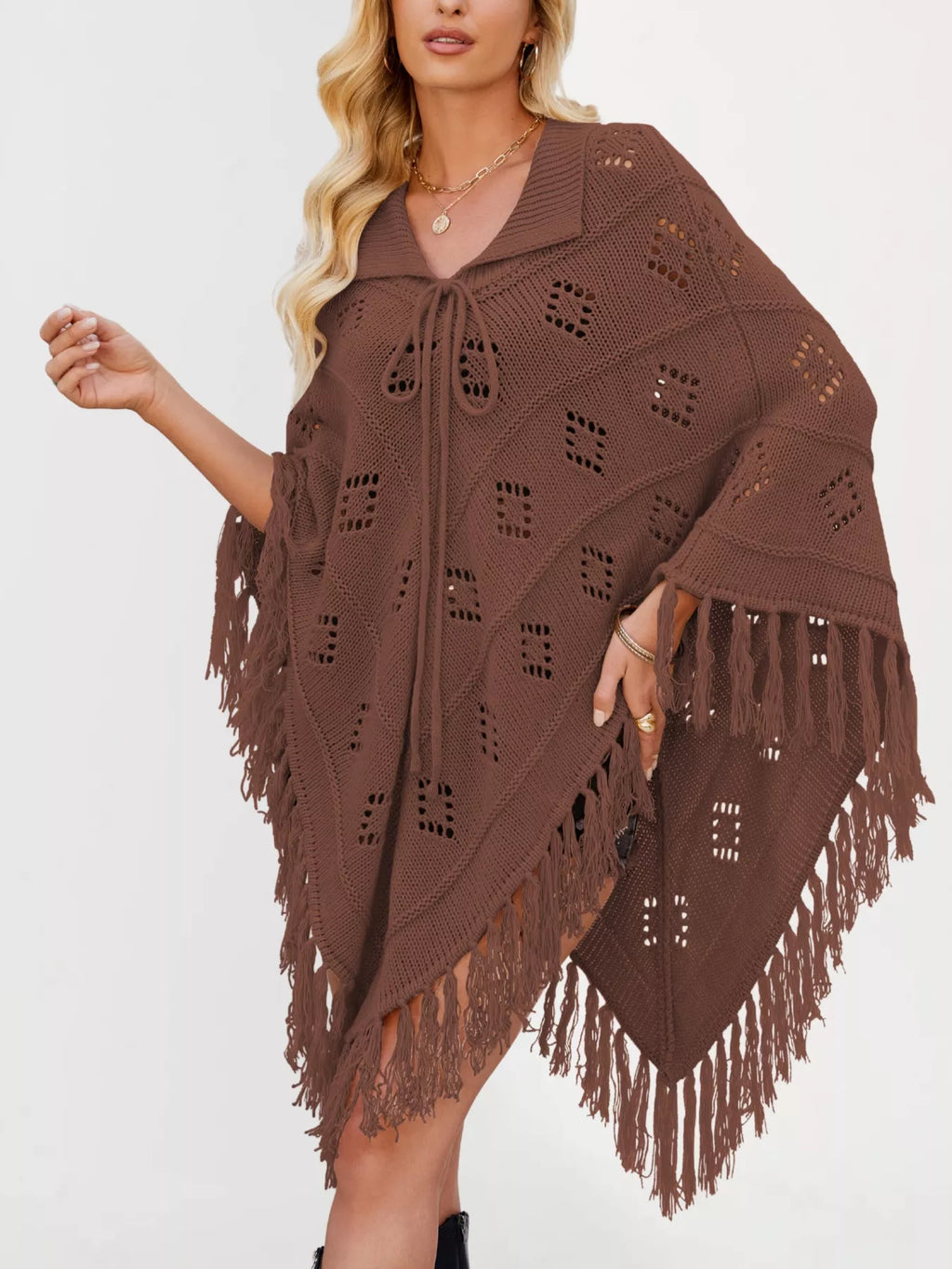 Fringe Openwork Knit Cover Up (8)