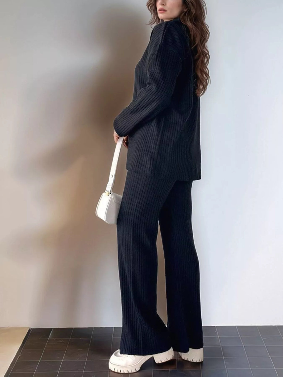 Ribbed Knit Top Pants Set (13)