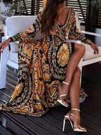 Vintage V-neck Pullover Print Dress photo 6