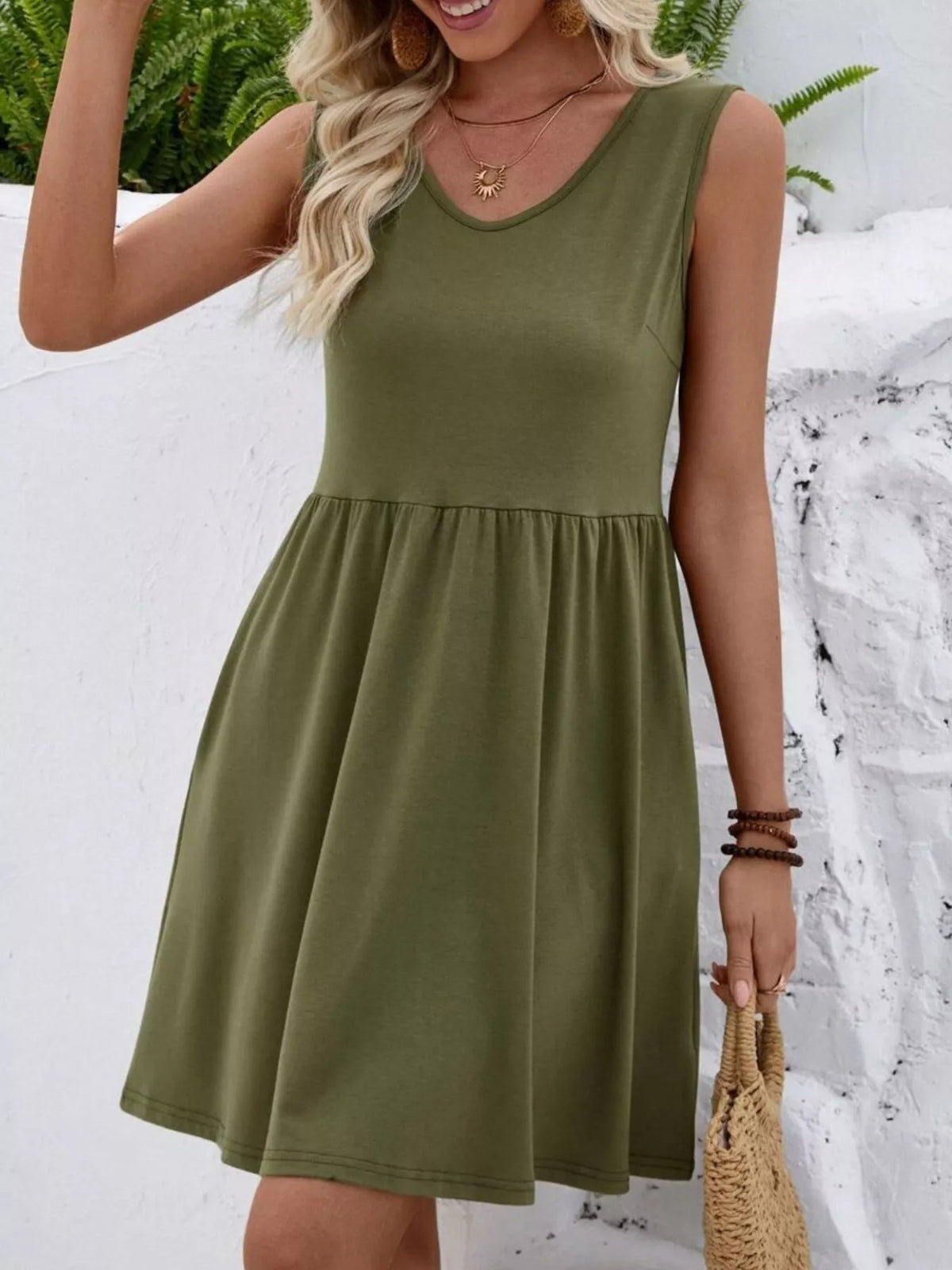 V-neck Sleeveless Mini Dress (4)