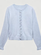 Ruffle-trimmed Button-down Knit Cardigan (14)