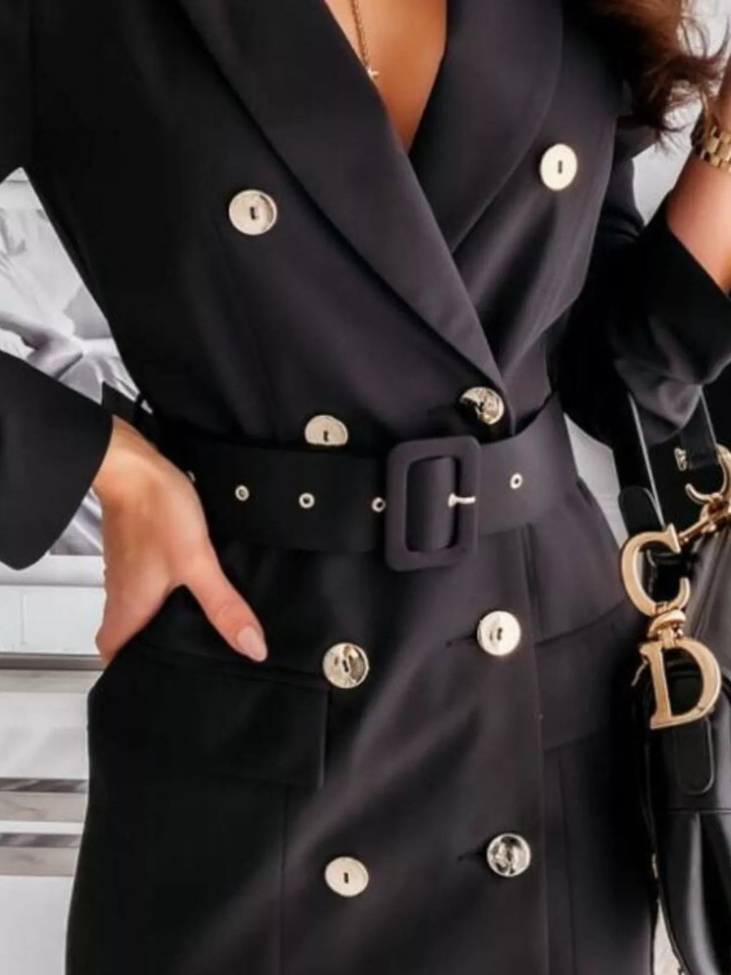 Double-breasted Belted Blazer Dress (15)