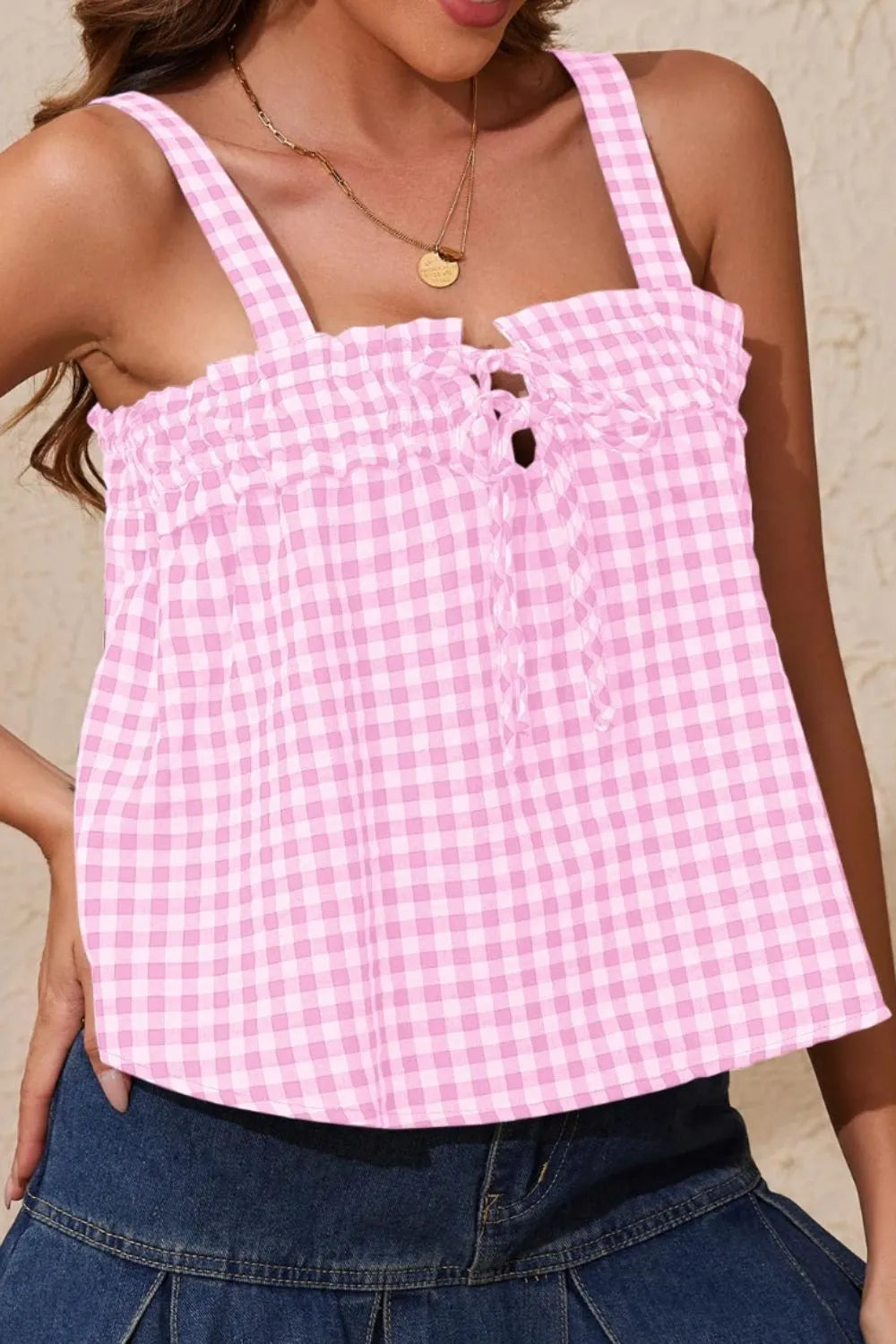 Tied Front Textured Square Neck Cami (28)