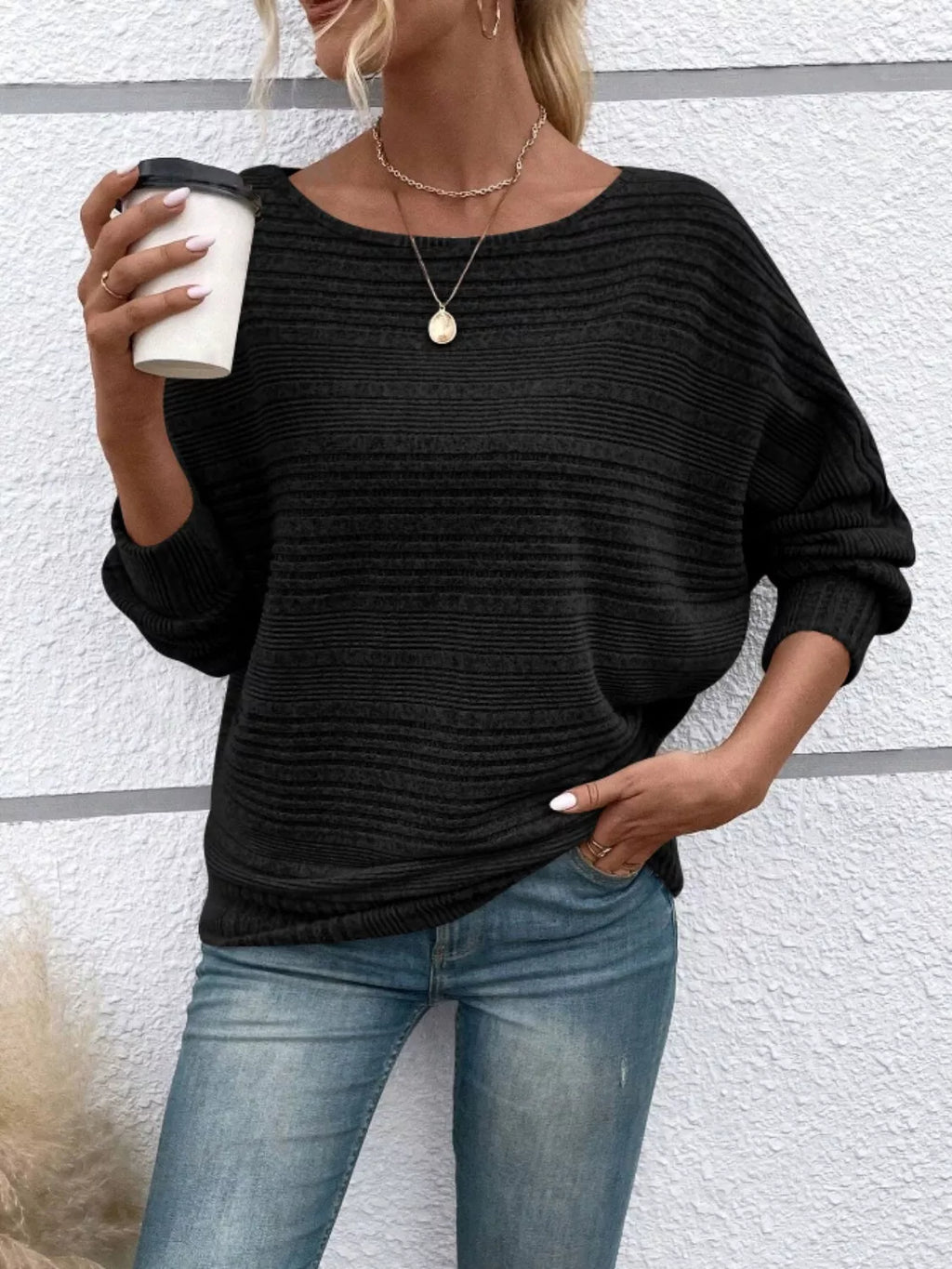 Relaxed Fit Ribbed Knit T-shirt (7)