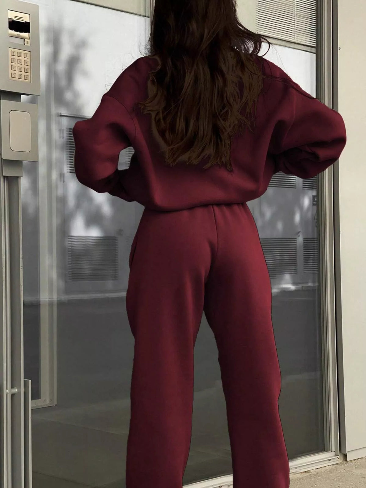 Half Zip Sweatshirt Pants Set (14)