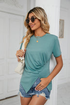 Ruched Hem Detail Crewneck T-shirt (3)