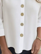 Full Size Button-front 3/4 Sleeve Casual Blouse Plus (8)