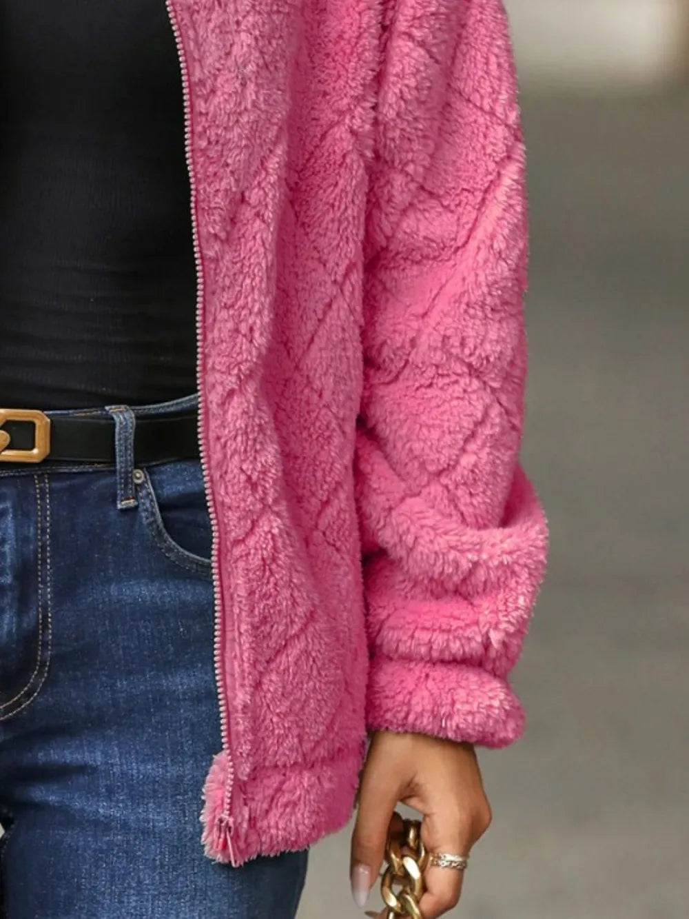 Fuzzy Pocketed Zip Up Jacket (18)