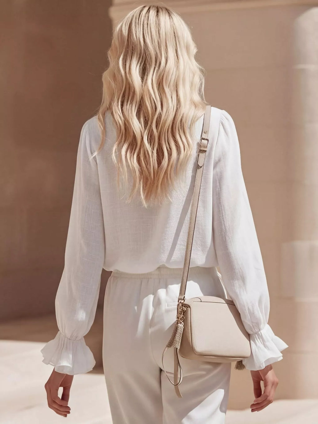 Ruffled V-neck Long Sleeve Blouse (6)