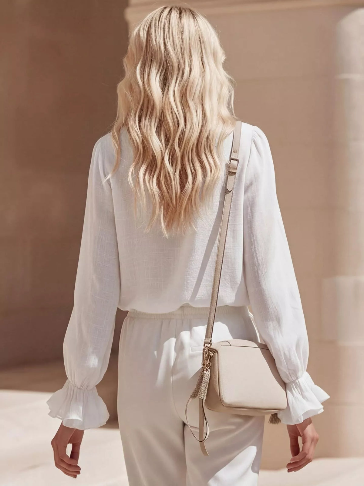 Ruffled V-neck Long Sleeve Blouse (6)