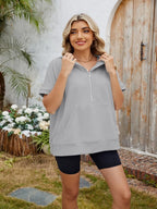 Half Zip Short Sleeve Hooded Top (16)