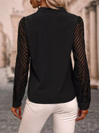 Sheer Sleeve V-neck Blouse (2)