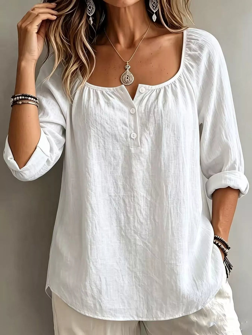 Button Detail Long Sleeve Top (4)