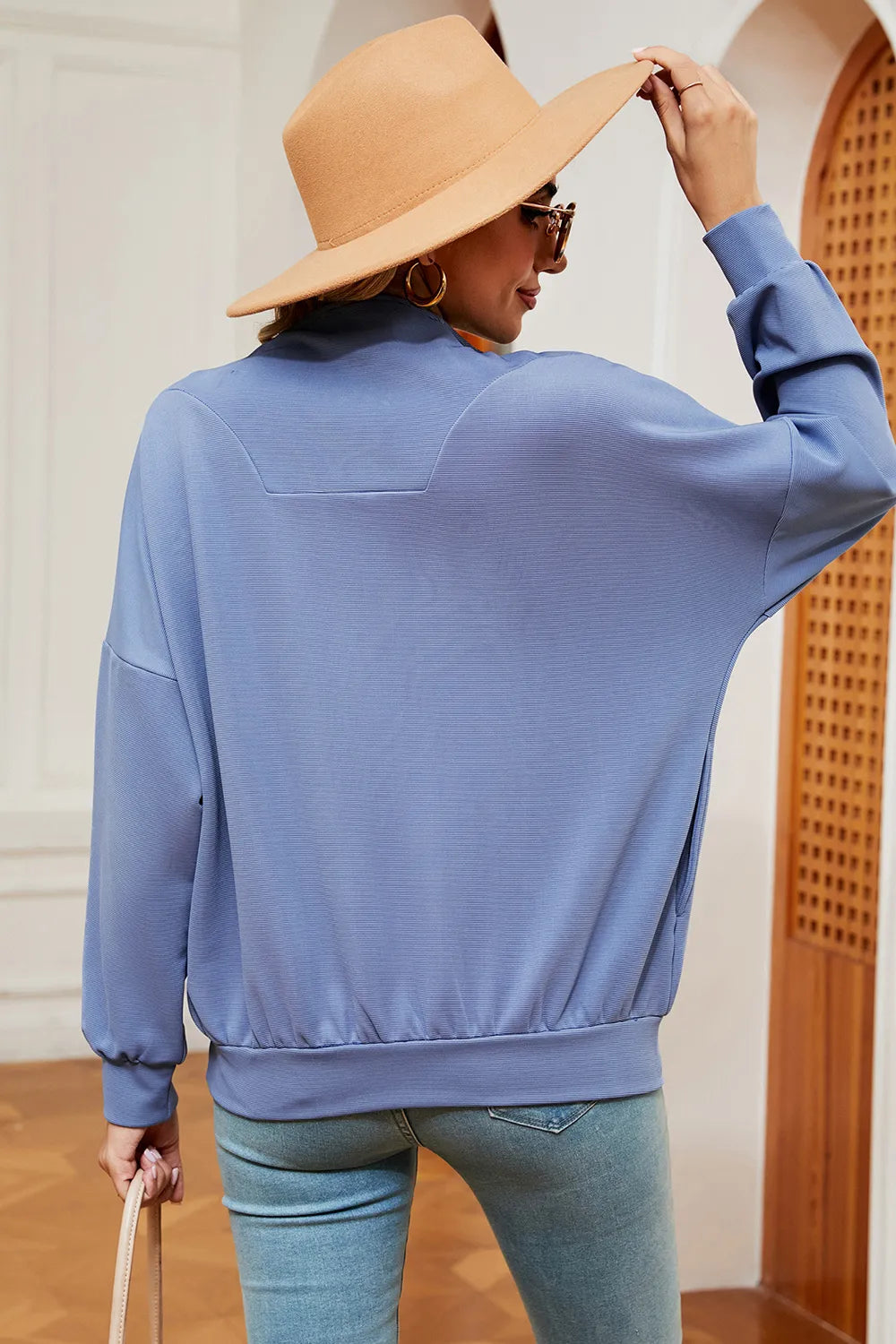 Half Zip Dropped Shoulder Sweatshirt (16)