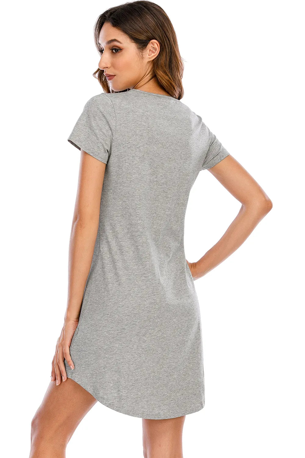 Graphic Round Neck Short Sleeve Lounge Dress (2)