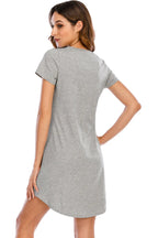Graphic Round Neck Short Sleeve Lounge Dress (2)