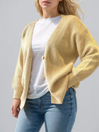 Button Down V-neck Long Sleeve Cardigan (3)