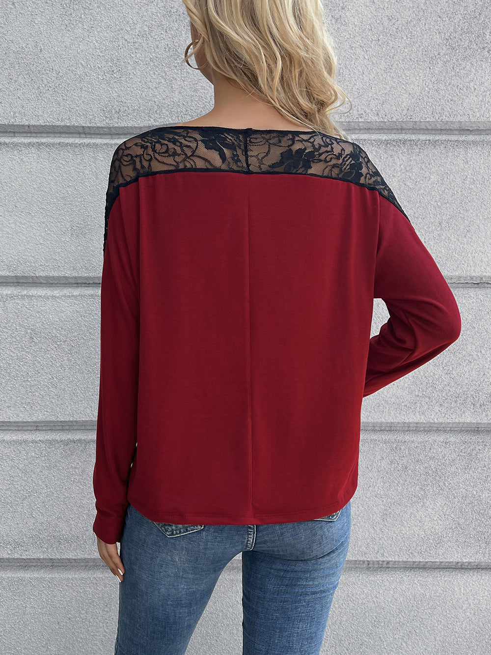 Lace Long Sleeve Round Neck Tee (12)
