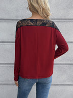 Lace Long Sleeve Round Neck Tee (12)