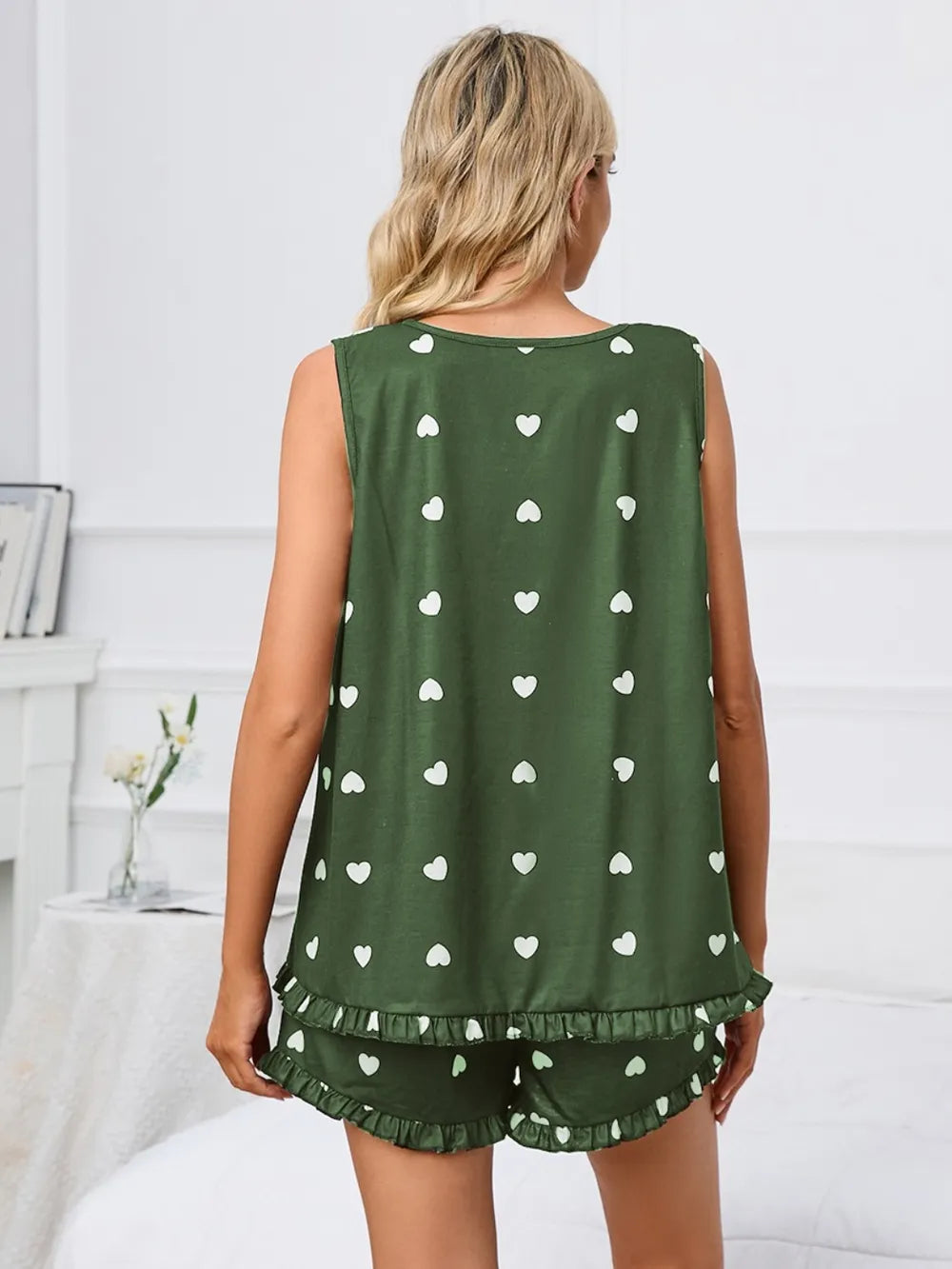 Heart Scoop Neck Tank Shorts Lounge Set (12)