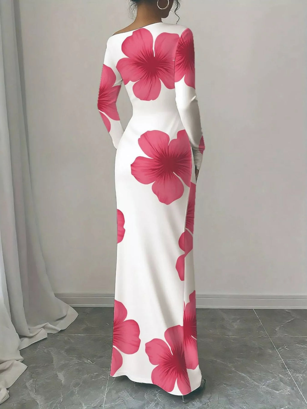 Floral Print One Shoulder Maxi Dress (8)