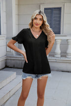 V-neck Short Sleeve Blouse (14)