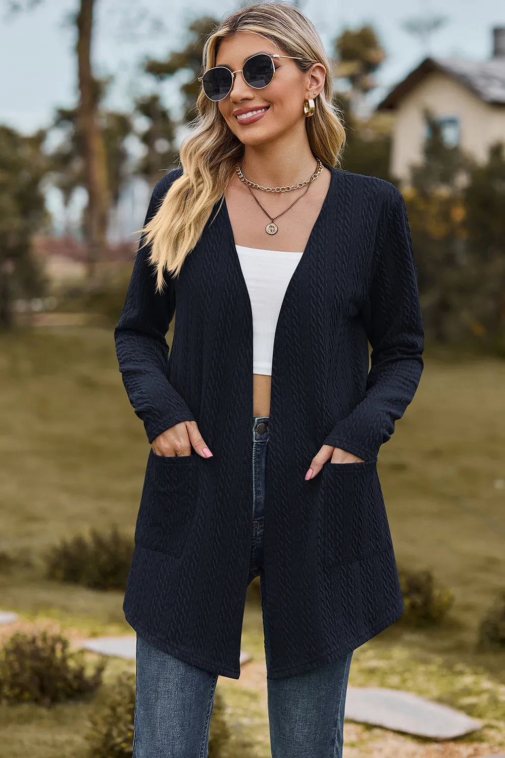 Open Front Long Sleeve Cardigan (10)