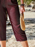 Pocketed Elastic Waist Capris (6)