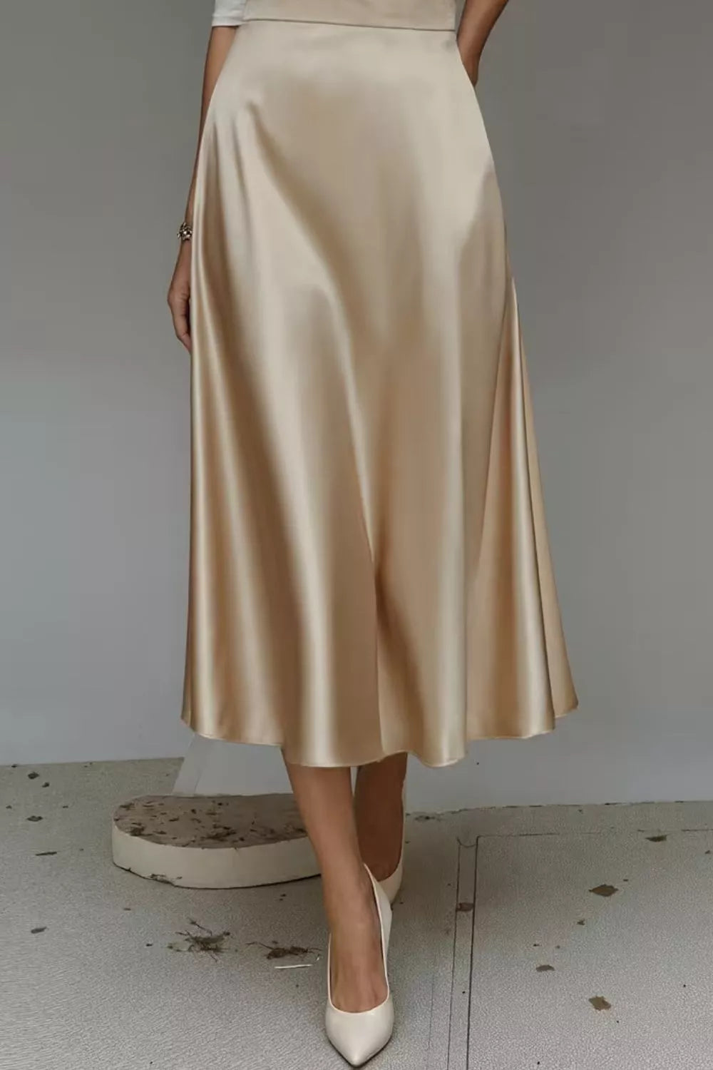 Satin A-line Midi Skirt (12)
