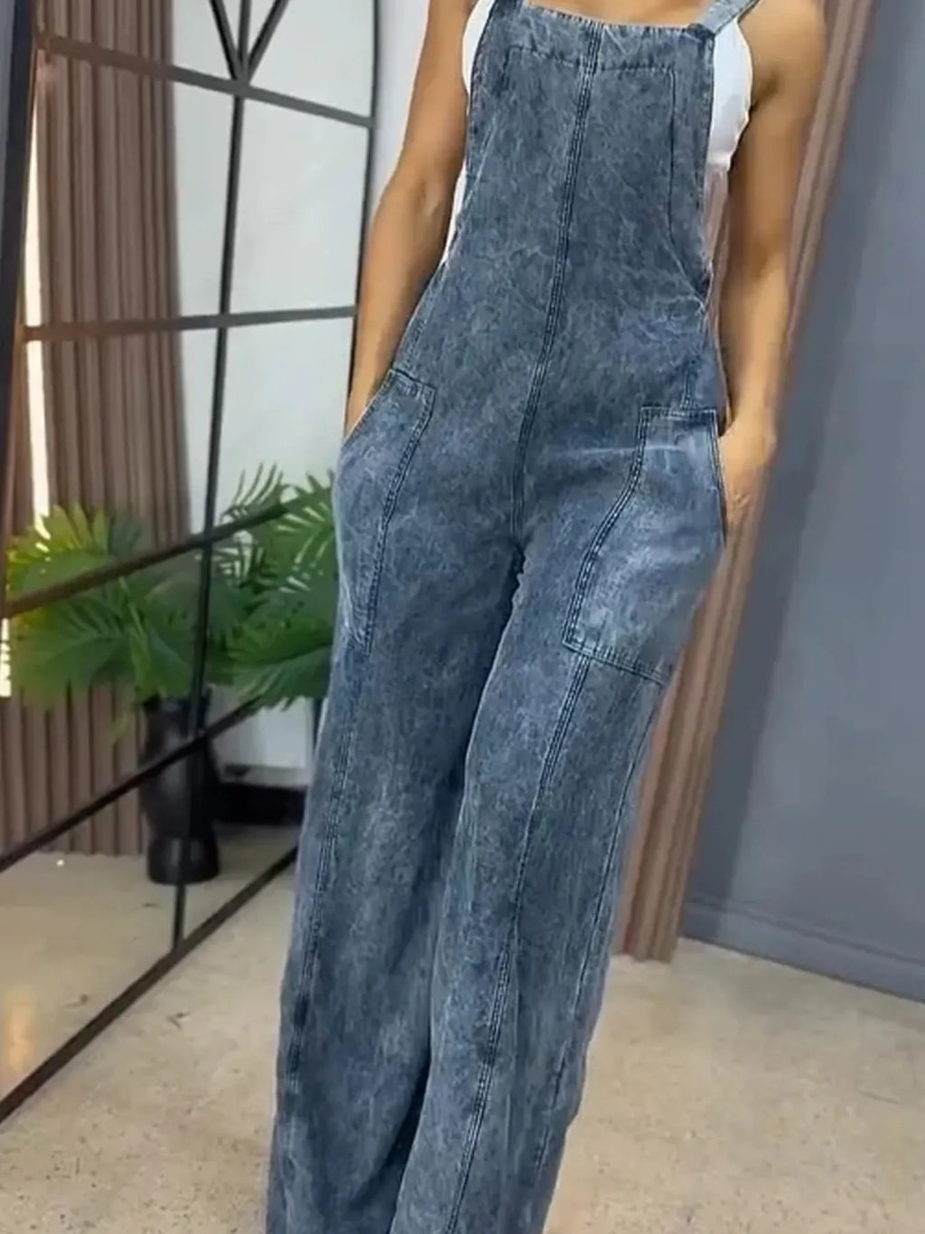 Full Size Wide Leg Washed Denim Overalls Plus (2)