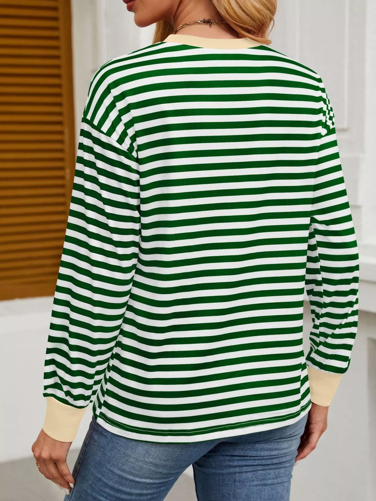 Striped Long Sleeve Casual T-shirt (35)
