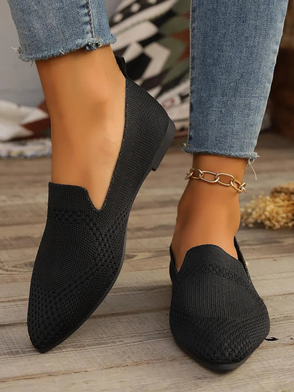 Point Toe Mesh Flats Slip-ons (3)