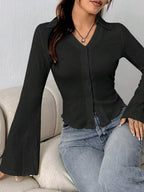 Button Up Flare Sleeve Shirt (17)