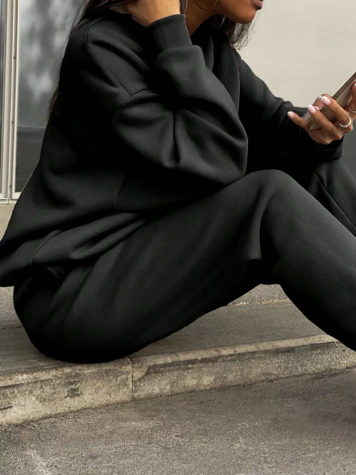 Half Zip Sweatshirt Pants Set (8)
