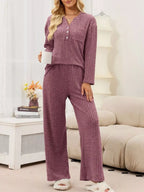 Ribbed Knit Top Wide-leg Pants Set (21)