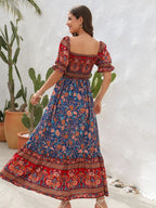 Floral Flounce Sleeve Midi Dress (16)