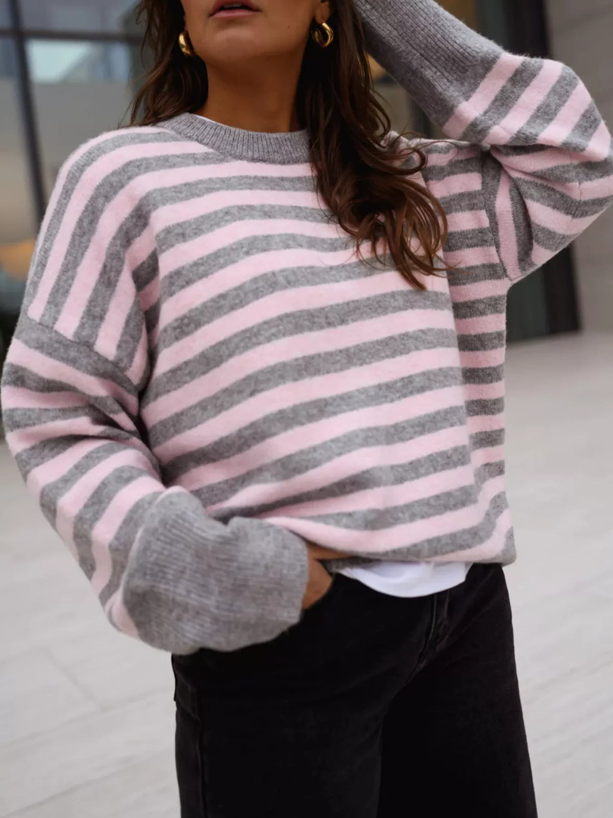 Striped Crew Neck Sweater (8)